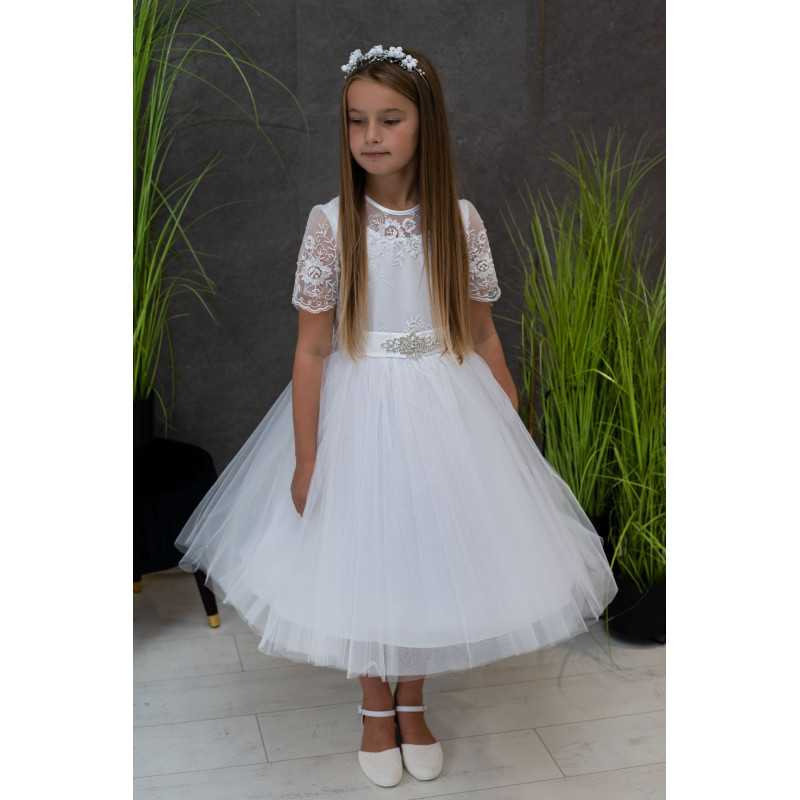 Handmade Ballerina Length First Holy Communion Dress Style ARLETTA SHIMMER