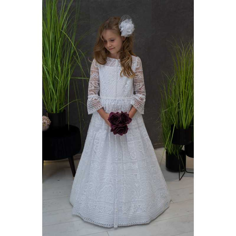 White Handmade Lace First Holy Communion Dress Style DEBORA