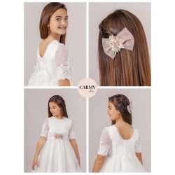 CARMY IVORY/PINK HANDMADE FIRST HOLY COMMUNION DRESS STYLE 3112