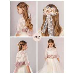 CARMY IVORY/PINK HANDMADE FIRST HOLY COMMUNION DRESS STYLE 3614