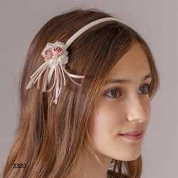 CARMY IVORY/PINK HANDMADE FIRST HOLY COMMUNION HEADBAND STYLE CD 3300