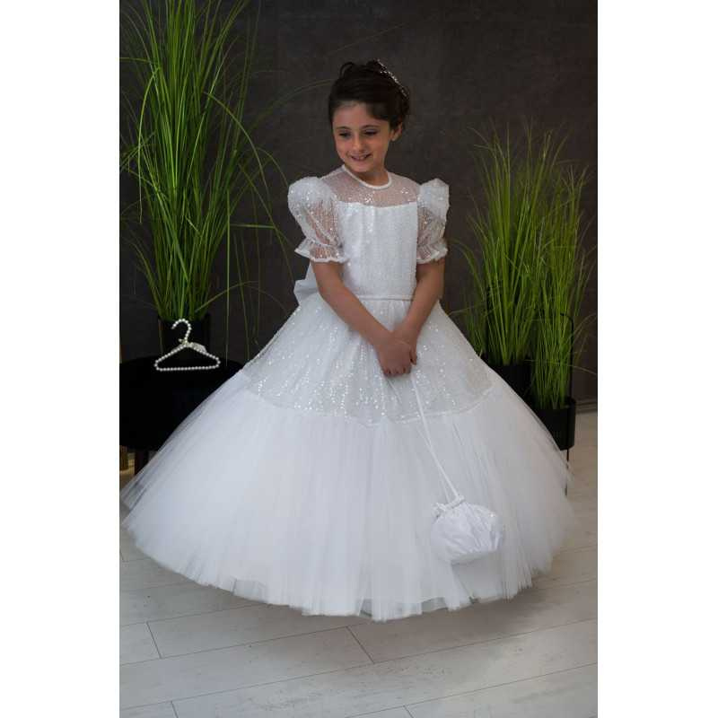 HANDMADE WHITE FIRST HOLY COMMUNION DRESS T-115