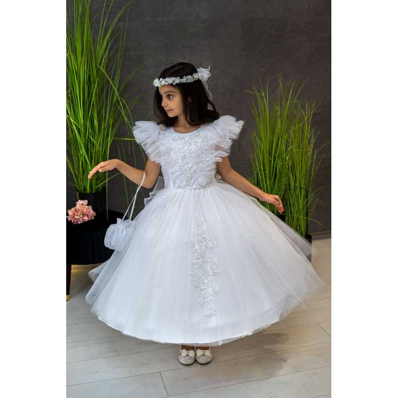 HANDMADE WHITE FIRST HOLY COMMUNION DRESS T-113