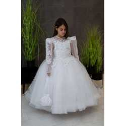 HANDMADE WHITE FIRST HOLY COMMUNION DRESS T-106