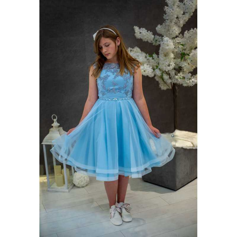 Dk Powder Blue Confirmation Dress Style Ko22533