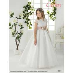 CARMY HANDMADE IVORY/PINK UNIQUE FIRST HOLY COMMUNION DRESS STYLE 2201