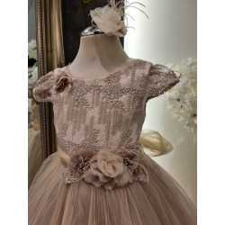 Beige/Pink Flower Girl/Special Occasion Dress Style 2414