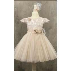 Beige/Pink Flower Girl/Special Occasion Dress Style 2414