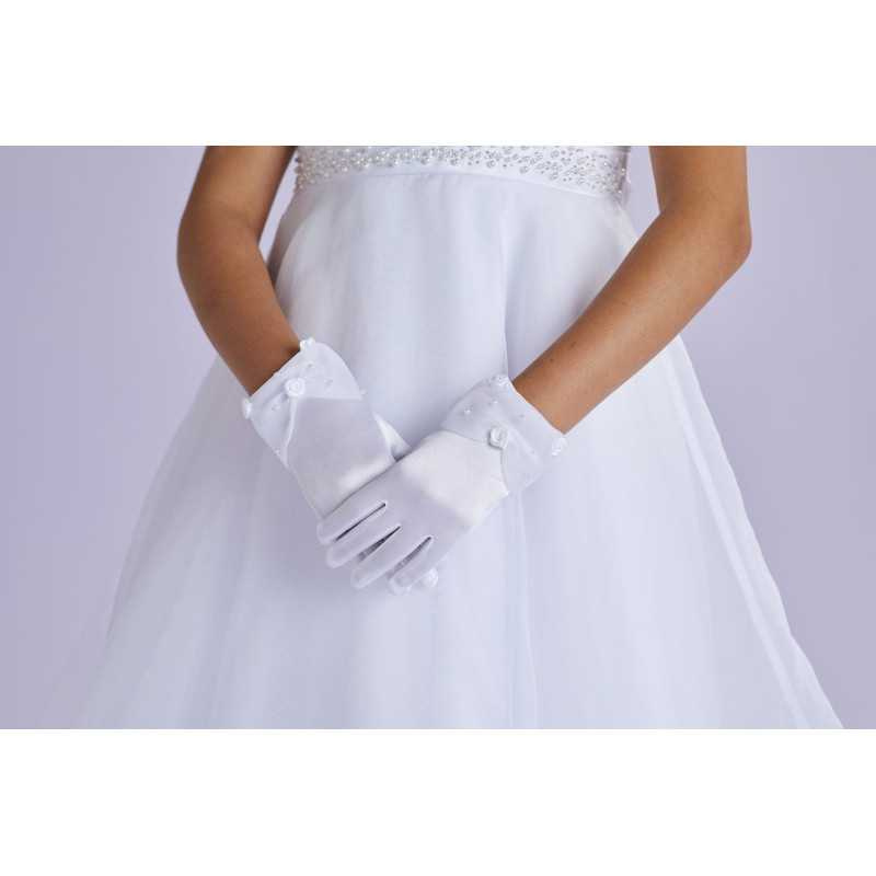 White First Holy Communion Gloves Style ZOE