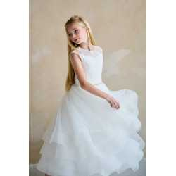 TETER WARM IVORY HANDMADE FIRST HOLY COMMUNION DRESS STYLE 918N