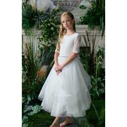 TETER WARM IVORY HANDMADE FIRST HOLY COMMUNION DRESS STYLE FR06N