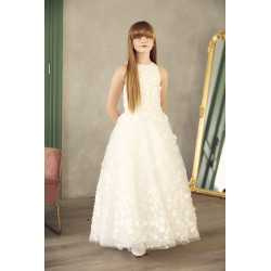 TETER WARM IVORY HANDMADE FIRST HOLY COMMUNION DRESS STYLE DS24