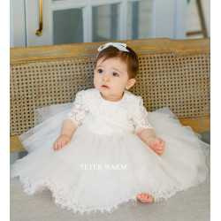 TETER WARM HANDMADE BABY GIRL IVORY CHRISTENING DRESS STYLE B47