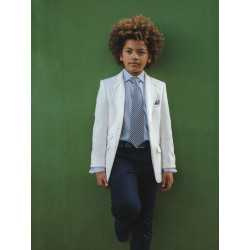 ONE VARONES IVORY WITH NAVY PATCHES FIRST HOLY COMMUNION JACKET STYLE 10-04020