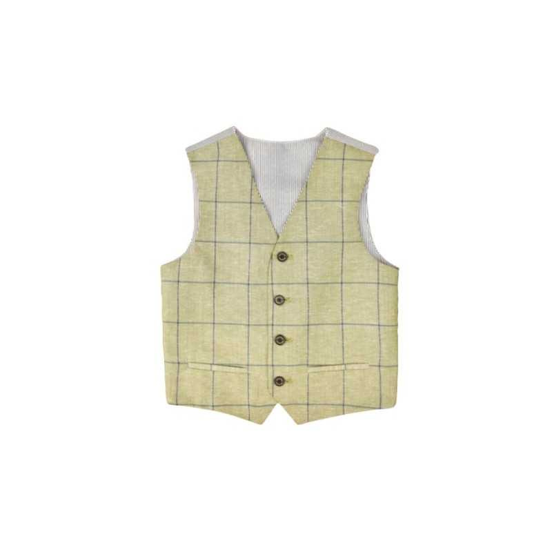 One Varones Green Chequered First Holy Communion/Special Occasion Waistcoat Style 10-10014 88