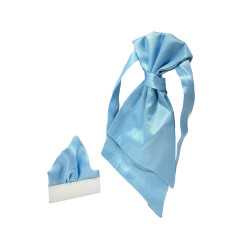 Elegant First Holy Communion/Special Occasion Baby Blue Cravat for Boys with Handkerchief Style C07