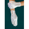 White Communion Gloves with Lace and Pearls stye CG772