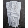 Shining Satin Communion Gloves with Pearls style 776