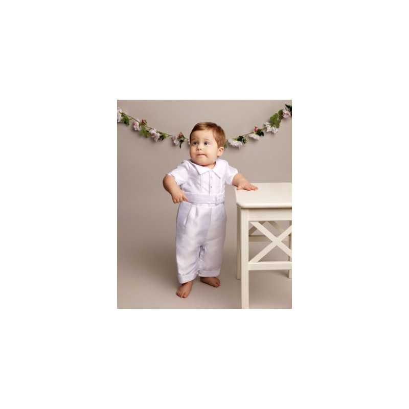 BABY BOY CHRISTENING ROMPER IN WHITE STYLE OSCAR