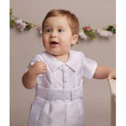 BABY BOY CHRISTENING ROMPER IN WHITE STYLE OSCAR