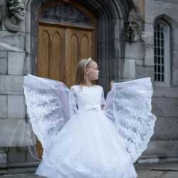 PAULA'S COMMUNION WHITE TEA-LENGTH FIRST HOLY COMMUNION DRESS STYLE PJ-28