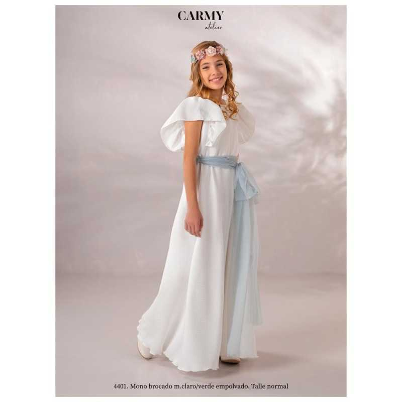 IVORY/MINT HANDMADE FIRST HOLY COMMUNION JUMPSUIT STYLE 4401