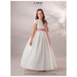 CARMY IVORY/PINK HANDMADE FIRST HOLY COMMUNION DRESS STYLE 4113