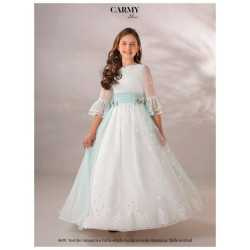 CARMY IVORY/MINT HANDMADE FIRST HOLY COMMUNION DRESS STYLE 4639