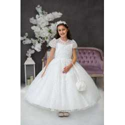 HANDMADE WHITE FIRST HOLY COMMUNION DRESS T-164