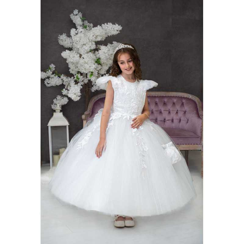 HANDMADE WHITE FIRST HOLY COMMUNION DRESS T-178