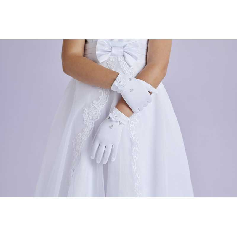 White First Holy Communion Gloves Style NAOMI