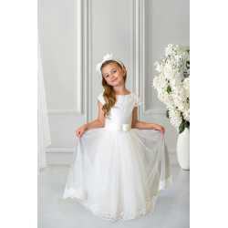 Handmade Ivory Ballerina Length First Holy Communion Dress Style BIANKA SHIMMER IVORY