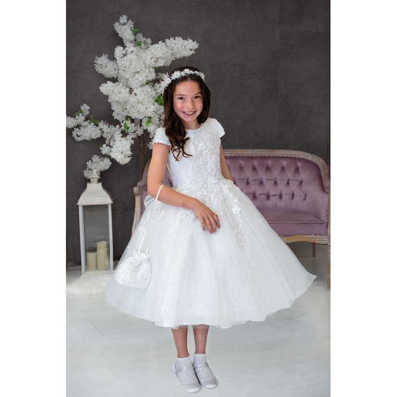 HANDMADE WHITE FIRST HOLY COMMUNION DRESS T-175