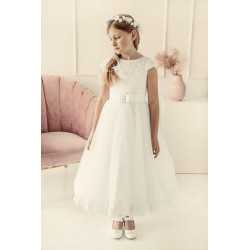 BEAUTIFUL BALLERINA LENGTH FIRST HOLY COMMUNION DRESS STYLE BIANKA SHORT IVORY