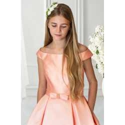 Peach Satin Confirmation Dress Style Ko21701