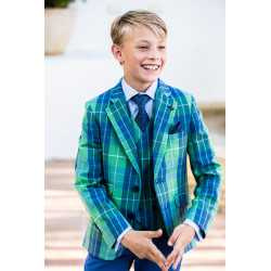 One Varones Green Chequered First Holy Communion/Special Occasion Waistcoat Style 10-10024 85