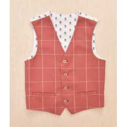 One Varones Red Check First Holy Communion/Special Occasion Waistcoat Style 10-10023R 40