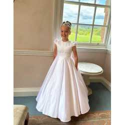 White First Holy Communion Dress Style COM036