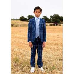 ONE VARONES NAVY CHECKERED FIRST HOLY COMMUNION TROUSERS STYLE 1155