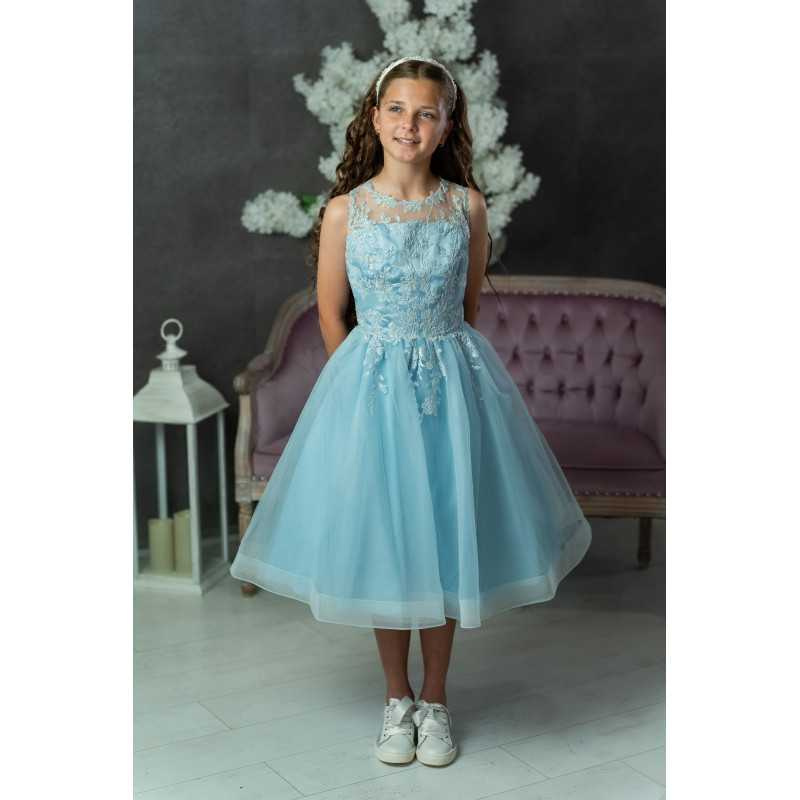 Dk Powder Blue Confirmation Dress Style Ko25306