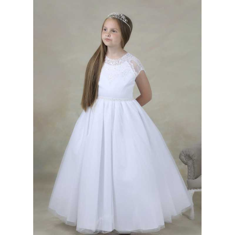 White First Holy Communion Dress Style FUSCHIA