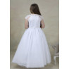 White First Holy Communion Dress Style FUSCHIA