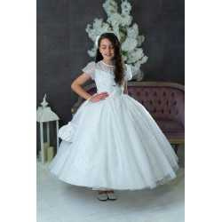 HANDMADE WHITE FIRST HOLY COMMUNION DRESS T-262