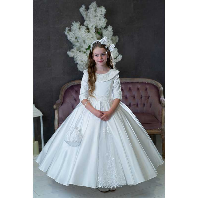 HANDMADE WHITE FIRST HOLY COMMUNION DRESS T-264