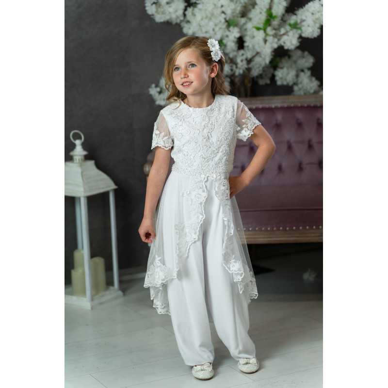 White First Holy Communion Jumpsuit Style IS24650