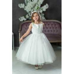 JOAN CALABRESE WHITE TEA-LENGTH FIRST HOLY COMMUNION DRESS STYLE PJ-14