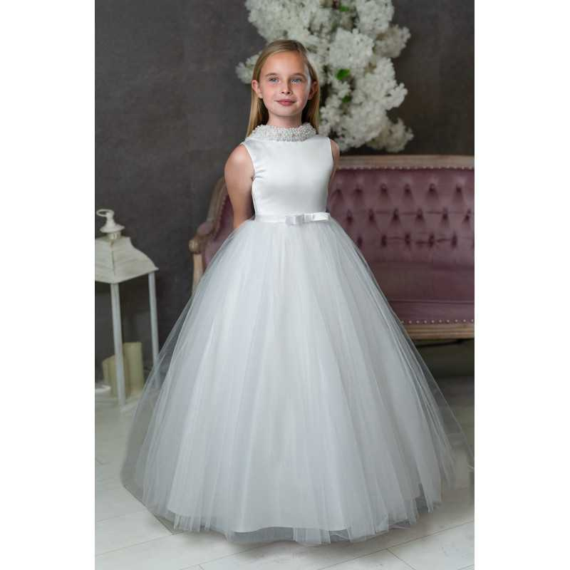 White First Holy Communion Dress Style COM018