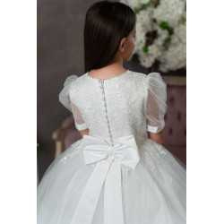 PAULA'S COMMUNION WHITE TEA-LENGTH FIRST HOLY COMMUNION DRESS STYLE PJ-51