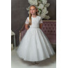 PAULA'S COMMUNION WHITE TEA-LENGTH FIRST HOLY COMMUNION DRESS STYLE PJ-55