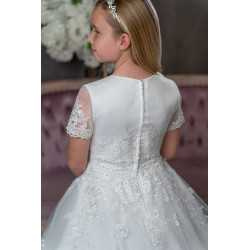 PAULA'S COMMUNION WHITE TEA-LENGTH FIRST HOLY COMMUNION DRESS STYLE PJ-55